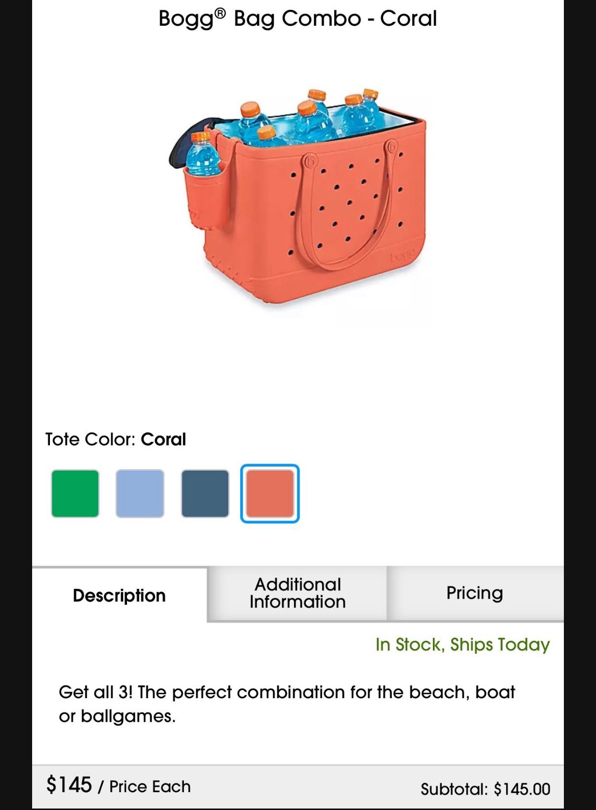 Bogg bag 3 piece set - coral