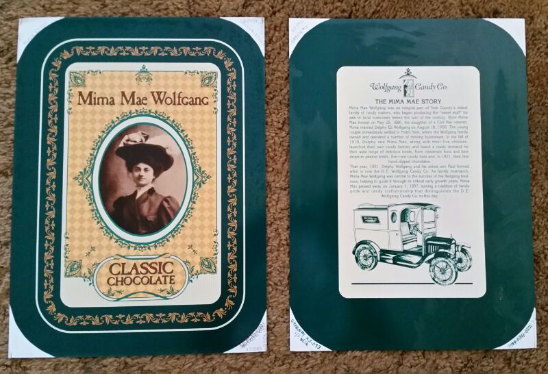 Collector Advertising Tins - Proofs - Mima Mae Wolfgang Classic Chocolate