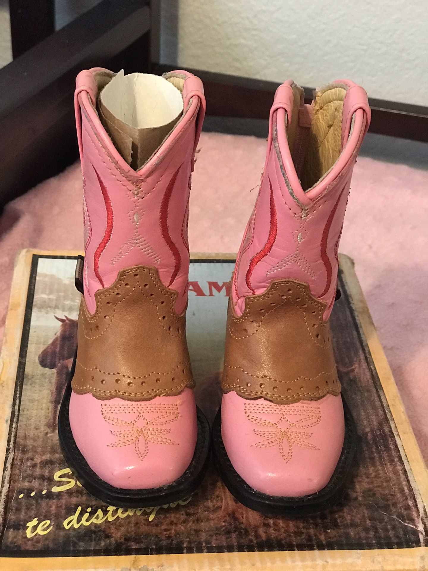 Traditional Mexican Boots (Pink and Brown)