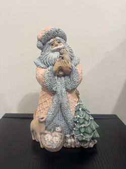 Santa Claus Figurine with Animals and Christmas Tree