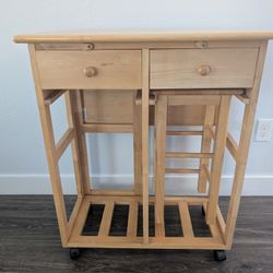 Space Saver Drop leaf Table With One Square Stool