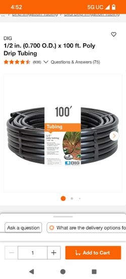 DYI Gardening 1/2 in. (0.700 O.D.) x 100 ft. Poly Drip Tubing Hose