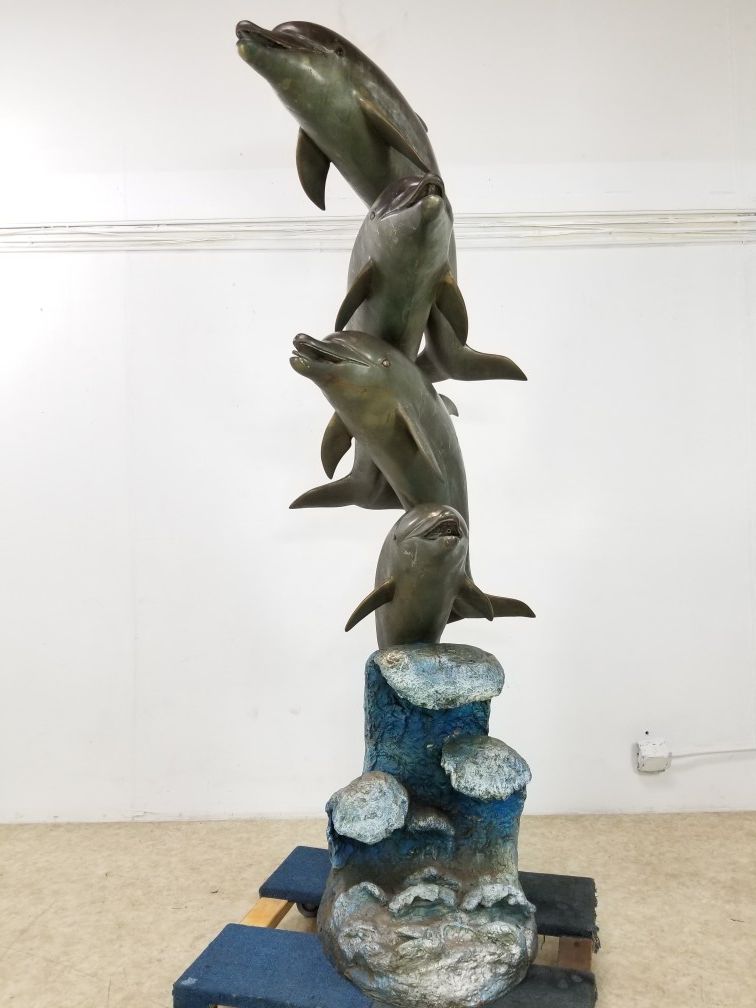 monumental bronze Dolphins water fountain