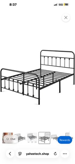 Yaheetech -Iron Bed Frame Full Size color Black