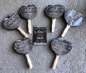 Wedding Heart-Shaped Hand Fans Set