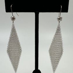 Tiffany And Co Elsa Peretti Sterling Silver Mesh Dangle Earrings 