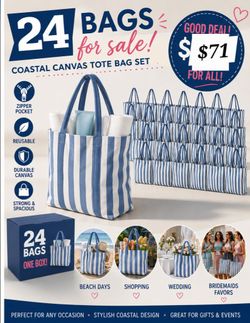 Paterr 24  Pack Coastal Canvas Tote Bag