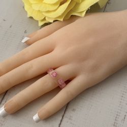 Pink Floral Ring, Size 8