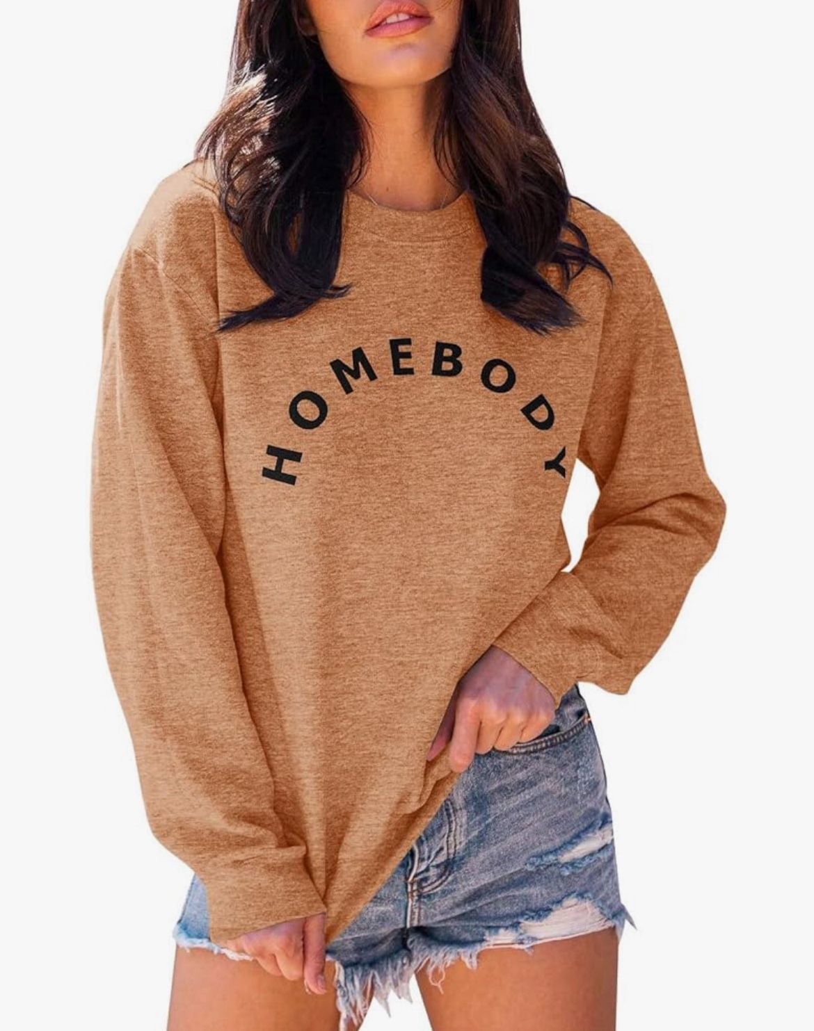 Women's Size XL Lightweight Crewneck Graphic Sweatshirt "Homebody", Heathered Orange, NEW