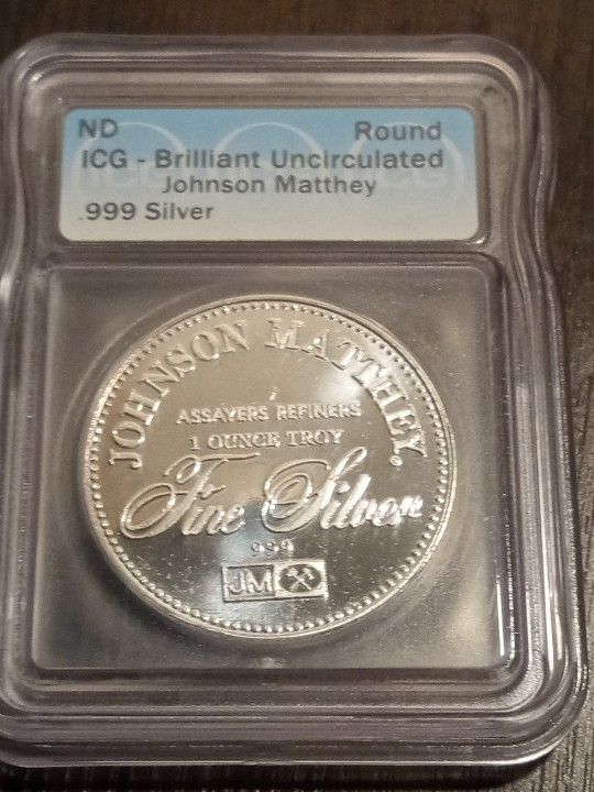 ND Round IDG Johnson Matthey Brilliant Uncirculated.999 Silver Round
