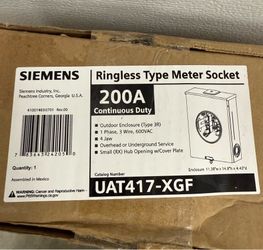 Siemens 200 Amp 4-Jaw No Bypass Ringless Overhead/Underground Fed Meter Socket with Stainless Steel Latch and Hasp