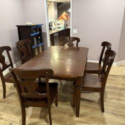 Solid wood dining table with 6 chairs
