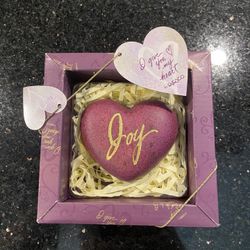 Heart Polished Palm Worry Stone Inscribed JOY with Box Paper Weight NEW 