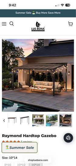 Raymond Hardtop Gazebo 10x14 worth $950