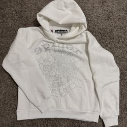 Oh White Rhinestone Spider Hoodie