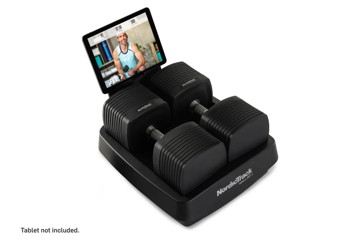 This adjustable NordicTrack weight set is compatible with Alexa