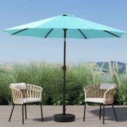 Outdoor 9 Feet Aluminum Market  Umbrella with Crank and Push Button Tilt for Patio, Garden, Deck, Backyard, Pool - No Base