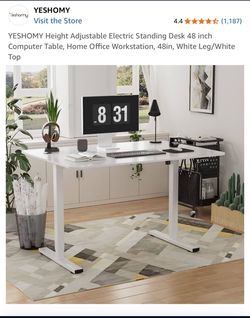Adjustable Electric Office Desk White 