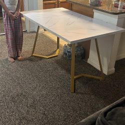 Small White  Resin Marble Composite Table 