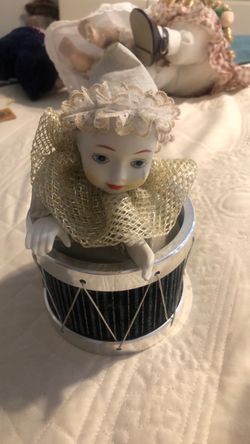 Porcelain Clown Figurine on Drum