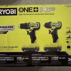 RYOBI ONE+ HP 18V Brushless Cordless Compact 1/2 in. Drill and Impact Driver Kit with (2) 1.5 Ah Batteries, Charger, and Bag