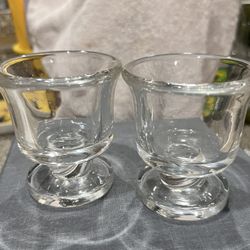 Two Vintage Signed Steuben Crystal Toothpick Holder With Spiral Stem Signed