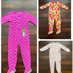 Little Girl Clothes Toddler Bundle Carter’s Footed Pajamas Size 5T