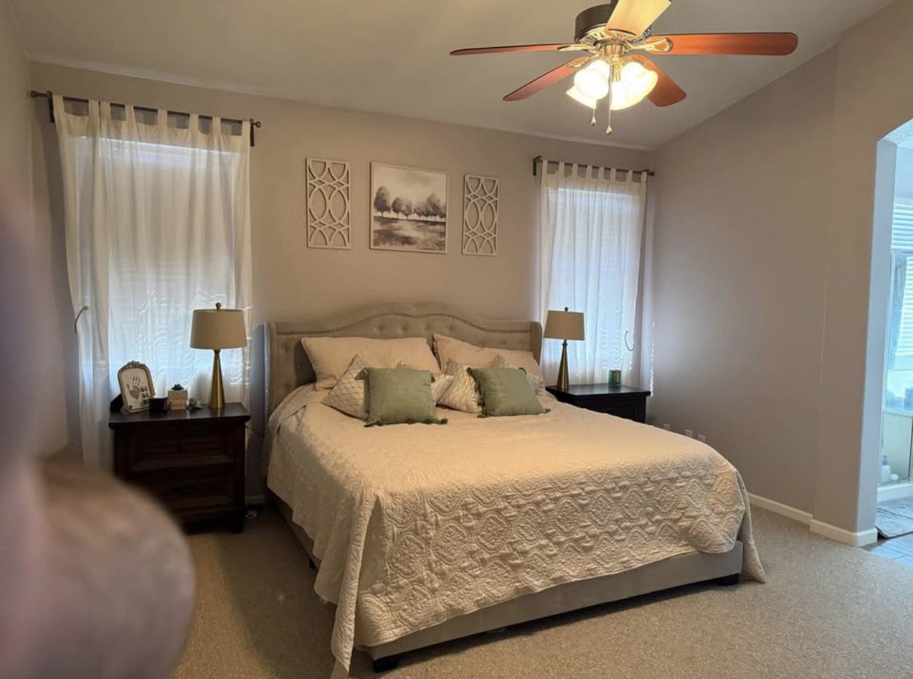 King Upholstered Bed Frame headboard and box spring