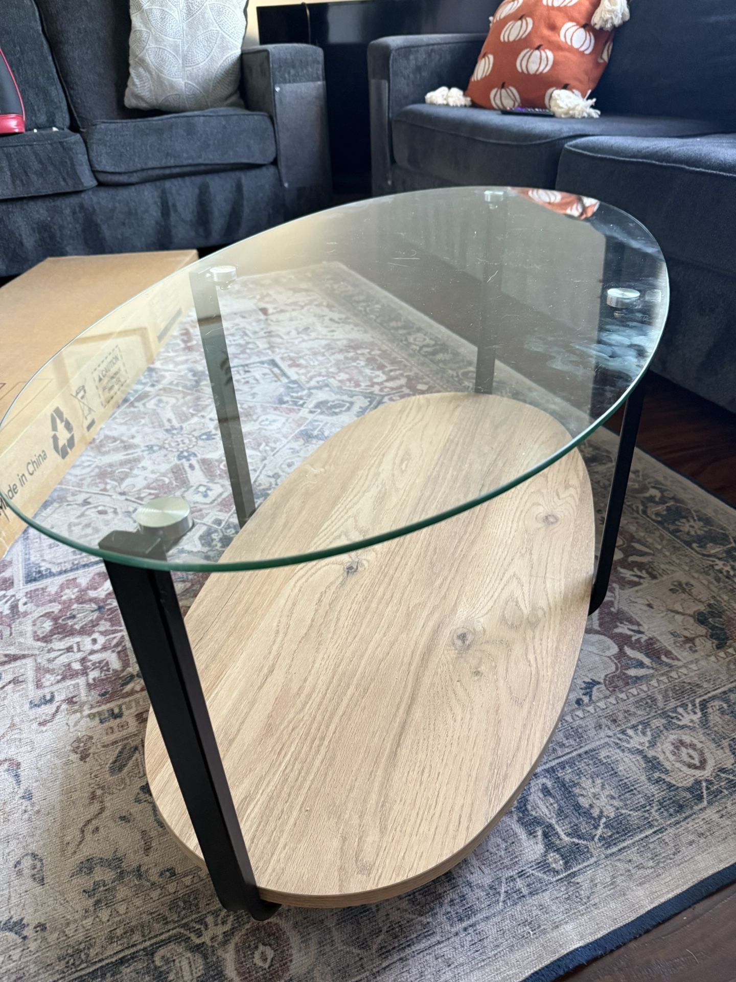 Coffee Table with Metal Frame & Wood Finish