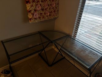 Glass L shaped desk