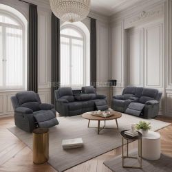 Gray Reclining Couch 3-Pc Set — Sofa • Loveseat • Chair