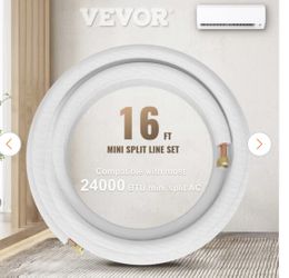 Mini Split Copper Line Set 16 ft. L 3/8 in. and 5/8 in. OD Copper Pipes for Mini Split Air Conditione for 24000 BTU