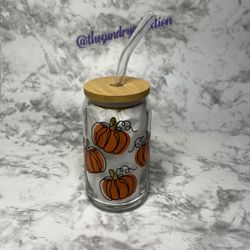 Holographic Pumpkin Glass Can