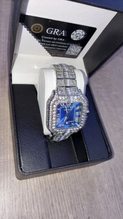 Mens Moissanite Watch-Diamond Passing Watch