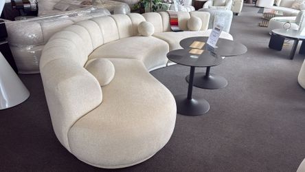 Cream Boucle Sectional Livingroom