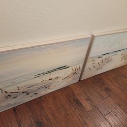 Beach Art Canvas Painting Set Of 2