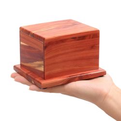 Small Cremation Urn For Human Ashes- Handcrafted Cedar Wood Keepsake Urn Box For Ashes, Memorial Urn For Men & Women, Holds 38 Cubic Inches