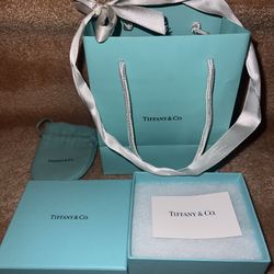 TIFFANY & CO. Box With Foam, Pouch, Ribbon, Card, & Bag.