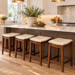 Set of 4 Grandin Road Julien Counter Stools – Nailhead Trim