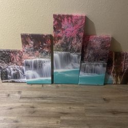 5 piece Waterfall Art