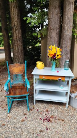 Bar Island Shelving & Rocking Chair- Recently Painted