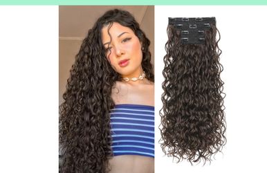 Curly Clip-In Hair Extensions Dark Brown
