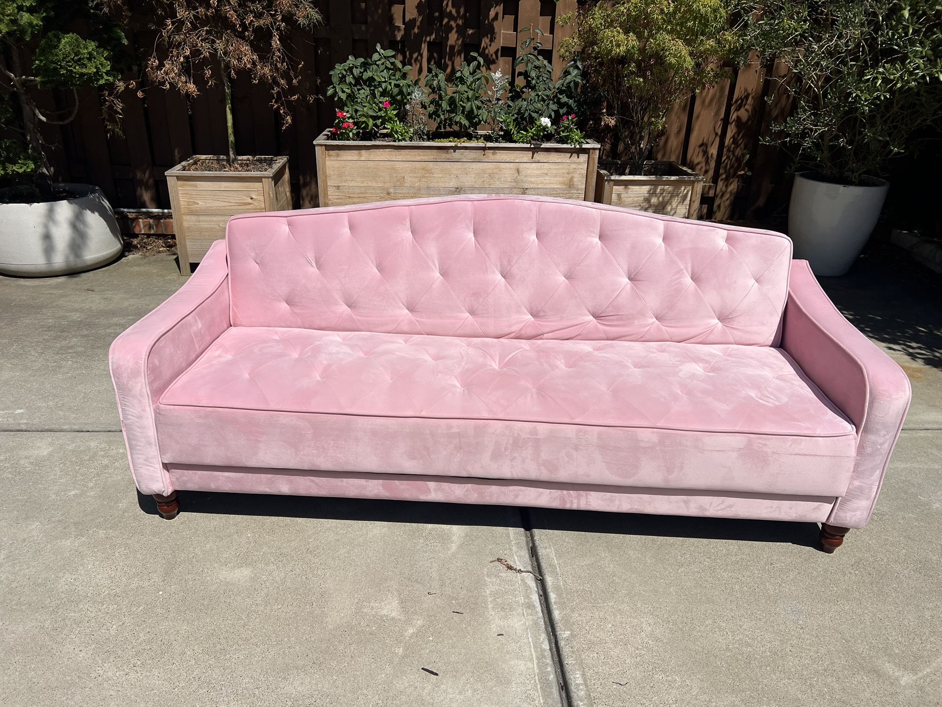 Novogratz Vintage Tufted Sofa Sleeper II, Pink Velvet $299 CAN DELIVER!