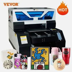 UV Flatbed Printer with LED Digital Display, A3 L1800 DTG Printer T-shirt Machine, UV Printer with Bottle HolderT-Shirt Phone Cas