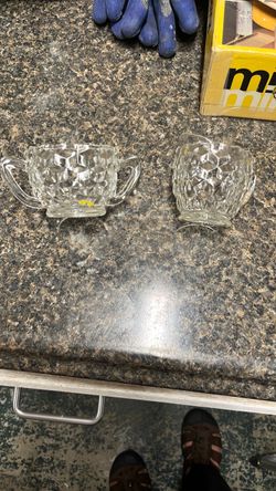 Crystal Glass Creamer and Sugar Bowl Set