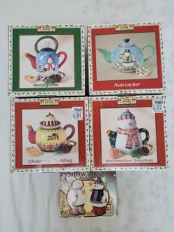 Debbie mum mini teapots & snowmen S&P shakers