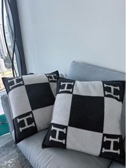 2 Hermès Avalon Large Pillows – Black & Ecru