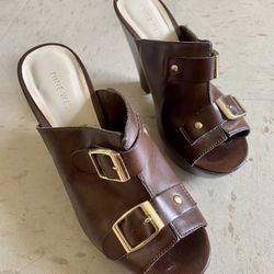 Nine West  Brown wedge buckled shoe  Size 8