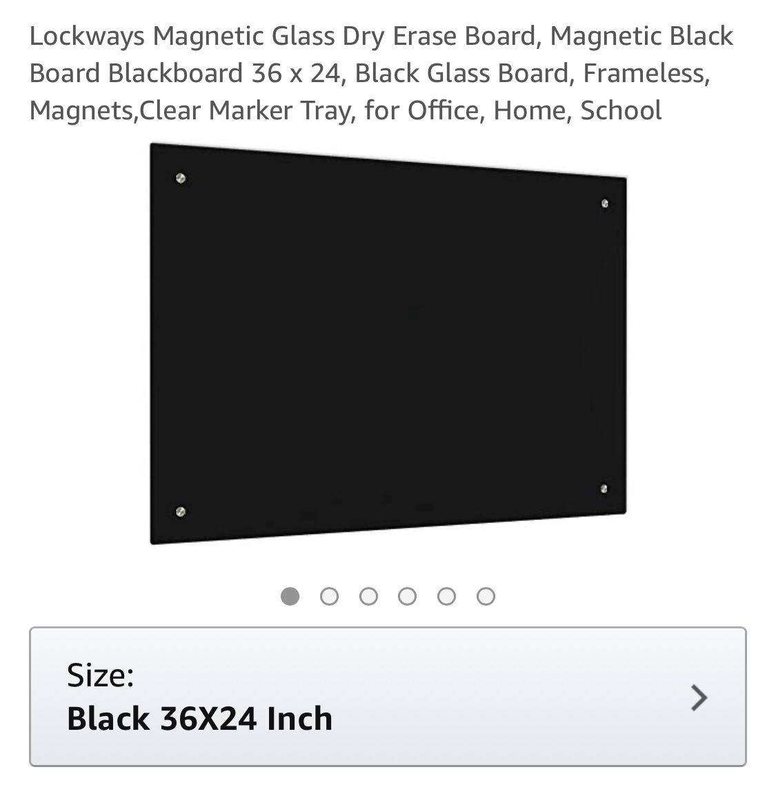 Black glass magnetic dry erase board, 36x24 easy to install and clean brand new in the box