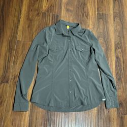 Eddie Bauer Women’s Gray Long Sleeve Button Up Shirt Large